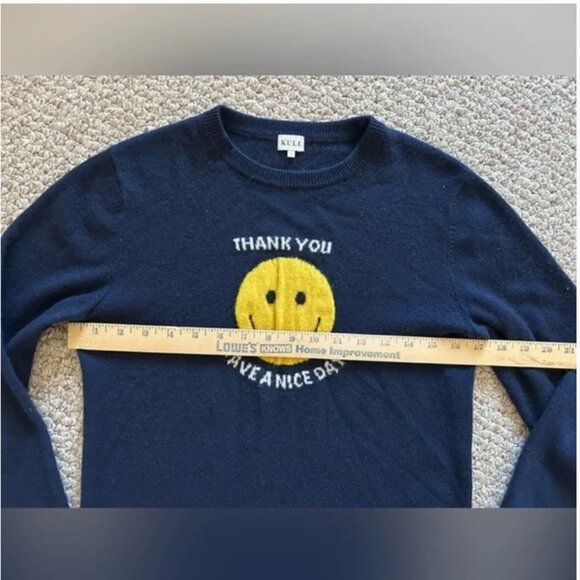 KULE cashmere sweater crew neck Smiley Face navy blue size S - Picture 8 of 9